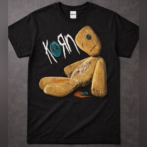 Korn Rock Nu Metal. Cotton Black T Shirt, Crew-Neck Sz S-2XL.